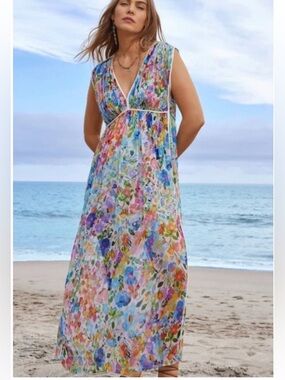 NWT Johnny Was Dylane Floral Silk Maxi Dress S